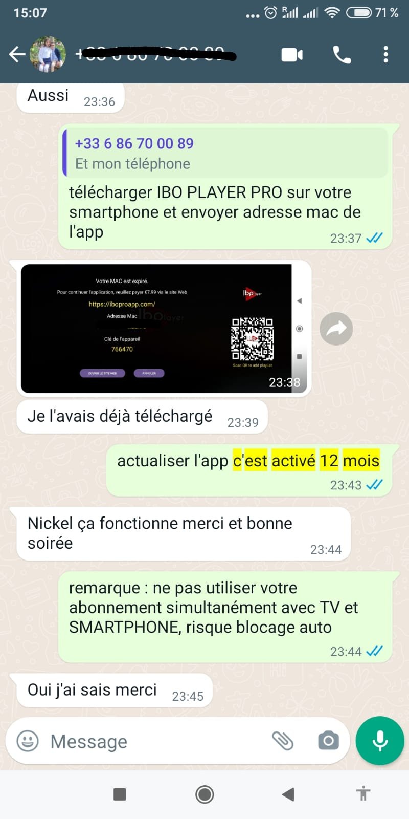 Activation Abonnement IPTV 12 mois