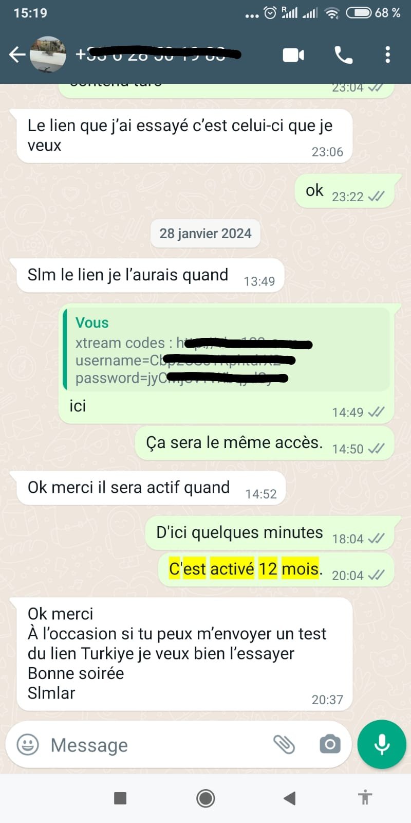 Activation Abonnement IPTV 12 mois