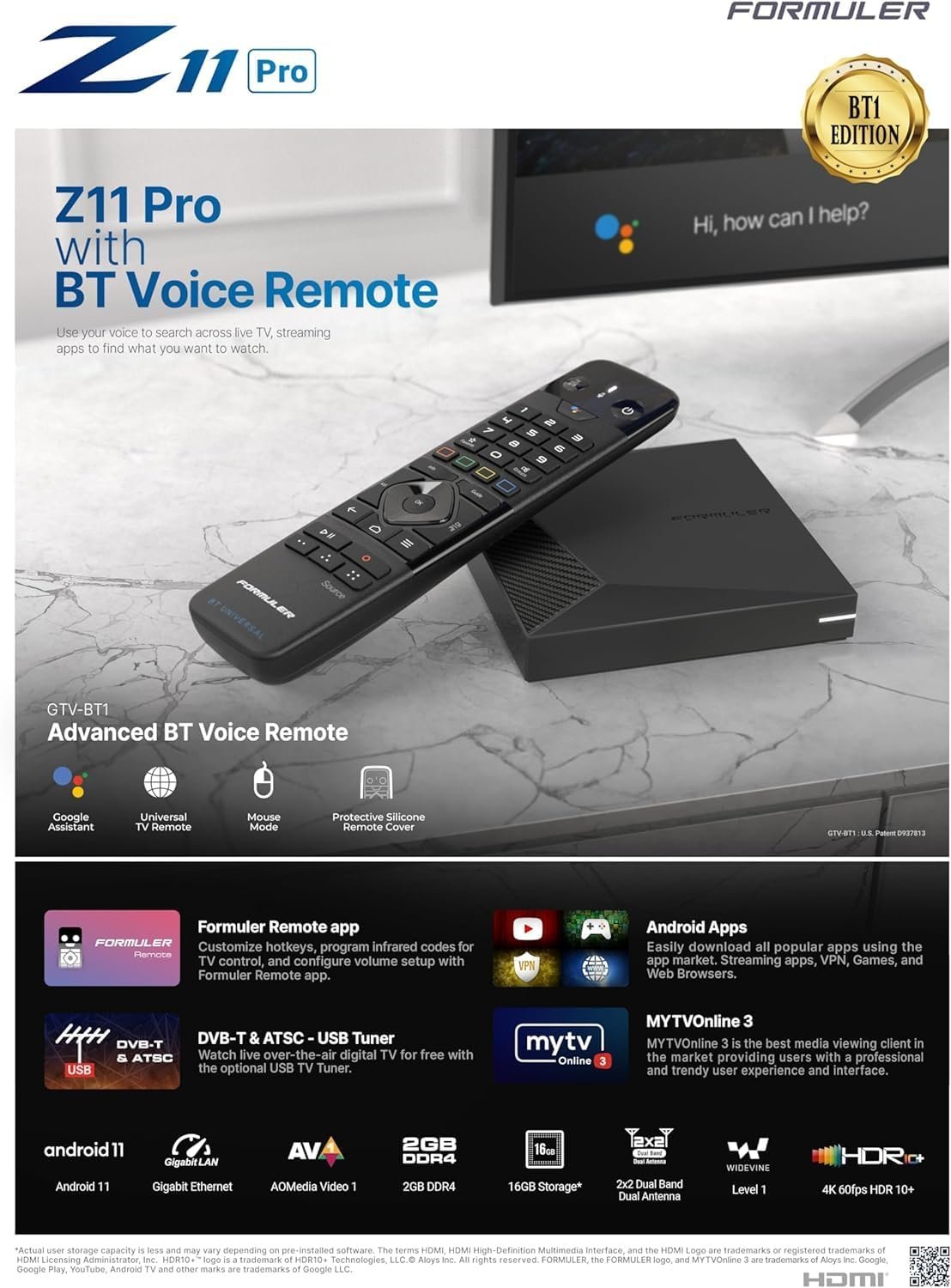 Boitier IPTV Formuler Z11 Pro BT1 Décodeur Multimédia Android 11 – Image 6